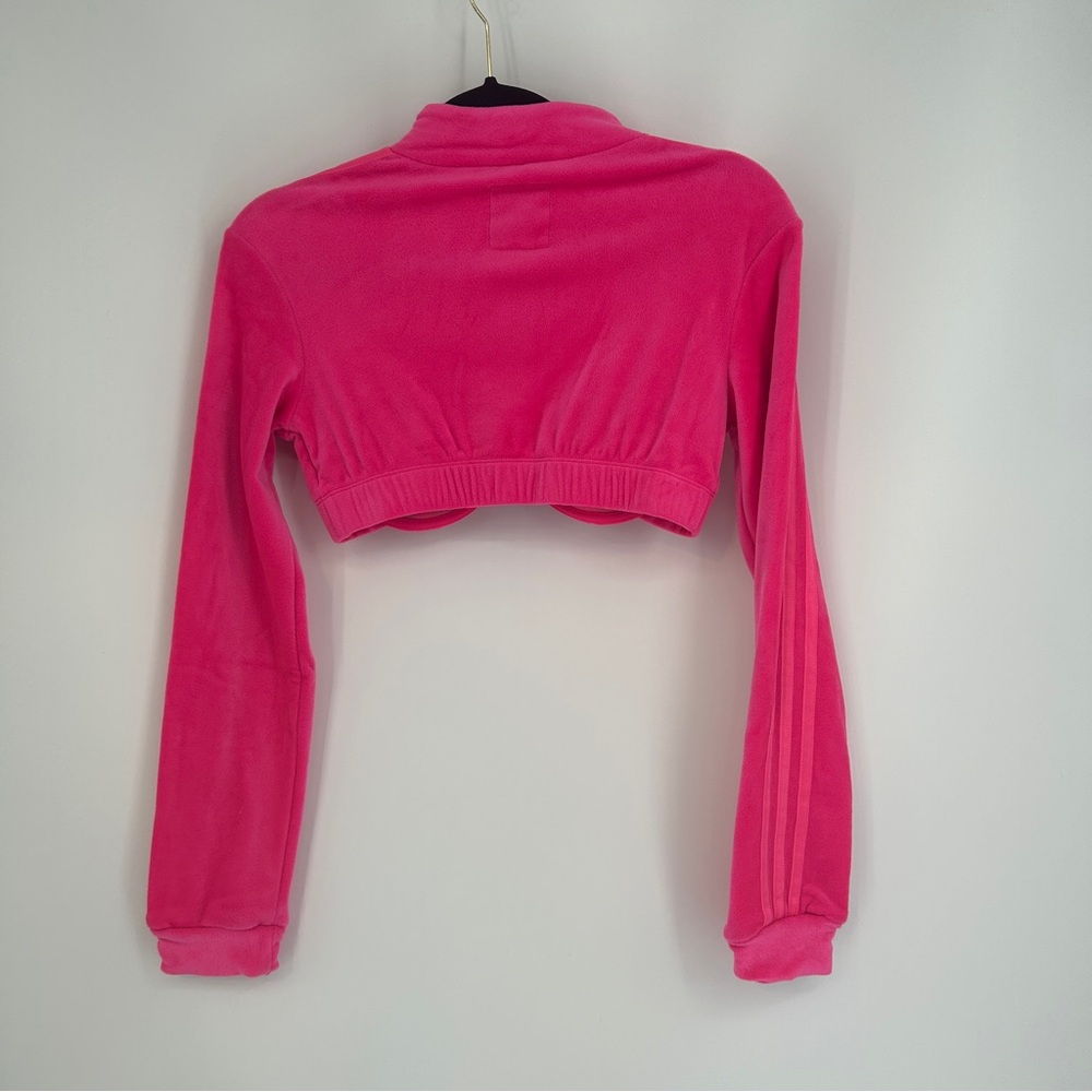 NWT Adidas x Jeremy Scott Cropped Bustier Pink Velour Zip Track Jacket Preppy - Picture 10 of 13